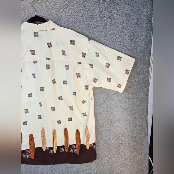 Navigator Sports Mens All Cotton Surfs Up Wood Button Up Beach Surf Wear Sz M - Picture 8 of 10